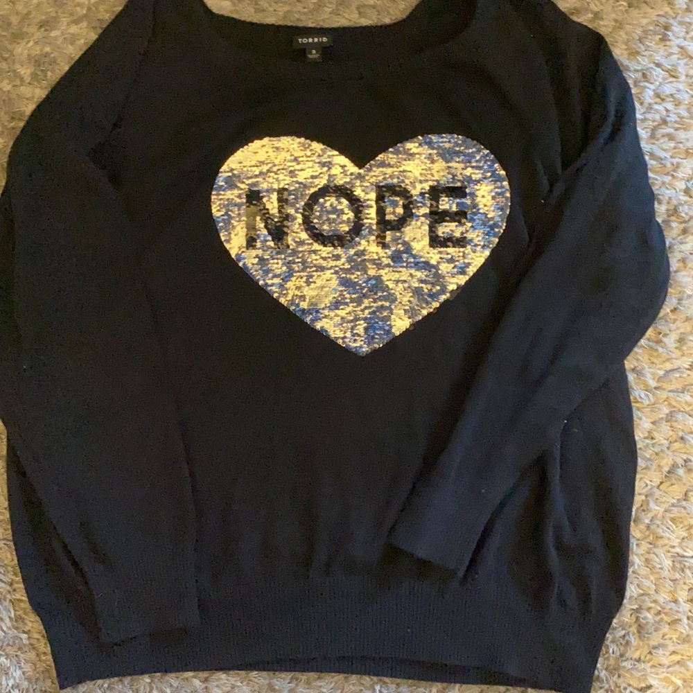 Torrid love/nope sweater